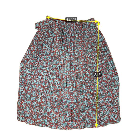 NWT Alice Blue Maroon Micro Floral Print Pleated Midi Skirt Womens Size Large L - Picture 10 of 10